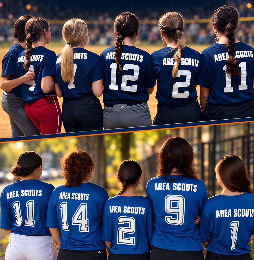 Area Scouts youth softball players in team jerseys